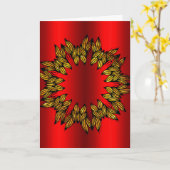 真っ赤なクリスマスに金の花輪 カード (黄色い花)