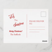 真っ赤なクリスマスのポインセチア　ホリデー　ポストカード 箔シーズンポストカード (裏面)