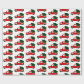 真っ赤なクリスマストラックが描かれた、素朴なクリスマスのホリデーパーティーのラッピングペーパー ラッピングペーパー (フラット)