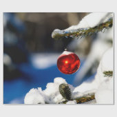 真っ赤なクリスマスボールと晴れた日 ラッピングペーパー (フラット)