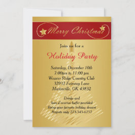 真っ赤なゴールドのクリスマスツリー 招待状