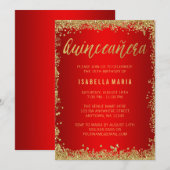真っ赤なゴールドの輝き キンチャネラ 15歳の誕生日 招待状 (正面/裏面)