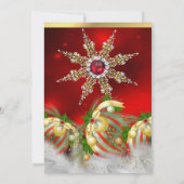 真っ赤なシルバー ゴールド ホリー 宝玉 クリスマスパーティー 新しい 招待状 (裏面)