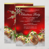 真っ赤なシルバー ゴールド ホリー 宝玉 クリスマスパーティー 新しい 招待状 (正面/裏面)