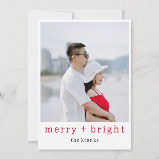 真っ赤なシンプルなホリデーカード 明るく楽しく シーズンカード (正面)