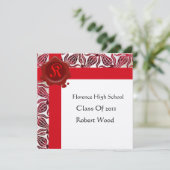真っ赤なチューリップの卒業パーティー ワックスシール モノグラム 招待状 (スタンド正面)