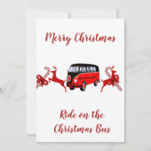 真っ赤なトナカイのキャンディースティックのクリスマスバスカード (正面)