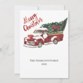 真っ赤なトラックのクリスマスカード 招待状 (正面)