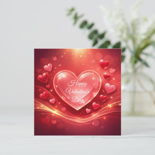 真っ赤なハッピーバレンタインデー モダンカリグラフィー シーズンカード (スタンド正面)