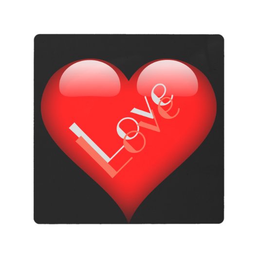 真っ赤なハートが印象的なパリジェンヌの愛のウェディング メタルプリント (正面)