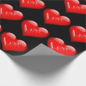 真っ赤なハートが印象的なパリジェンヌの愛のウェディング ラッピングペーパー (角)