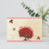 真っ赤なハートの木の紅葉ウェディング招待状 出欠カード (スタンド正面)