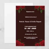 真っ赤なバラと白いバラの花を飾った婚約パーティーのご招待です 招待状 (正面/裏面)