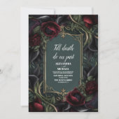 真っ赤なバラのゴシック ハロウィン ウェディング 招待状 (正面)