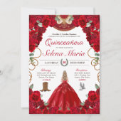 真っ赤なバラのチャロ エレガントなピーコックと薔薇のキンセンチャン 招待状 (正面)