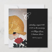 真っ赤なバラのモノグラムがおしゃれな ブライダルシャワーパーティ 招待状 (裏面)