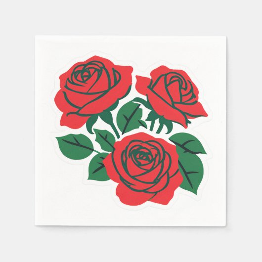 真っ赤なバラの花束 フォーマルウェディング スタンダードカクテルナプキン (正面)