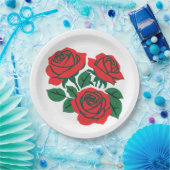 真っ赤なバラの花束 フォーマルウェディング ペーパープレート (パーティー)