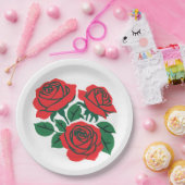 真っ赤なバラの花束 フォーマルウェディング ペーパープレート (パーティー)