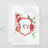 真っ赤なバラの花飾りがエレガントなチャラのキンセアニエラ 招待状 (裏面)