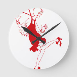 真っ赤なフレッパーガール ラウンド壁時計