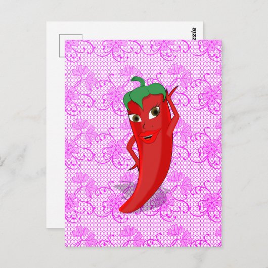 真っ赤なホットペッパー・ディーバのフィエスタ ブライダルシャワー ポストカード (正面/裏面)