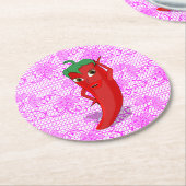 真っ赤なホットペッパー・ディーバのフィエスタ・ブライダルシャワー ラウンドペーパーコースター (アングル)