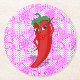 真っ赤なホットペッパー・ディーバのフィエスタ・ブライダルシャワー ラウンドペーパーコースター
