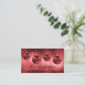 真っ赤なホリデーシーズンのクリスマスオーナメント 赤いボケ 名刺 (スタンド正面)