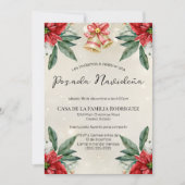 真っ赤なポインセチア スペインのクリスマス ポサダ 祭り 招待状 (正面)