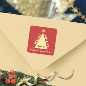 真っ赤なミニマリストクリスマスツリーの名前 スクエアシール