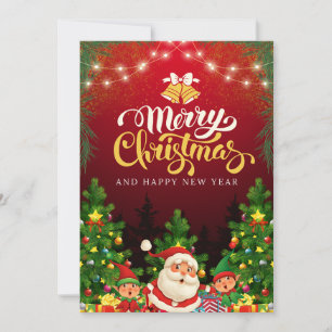 真っ赤なモダンなクリスマスと新年のおめでとう シーズンカード