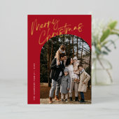 真っ赤なモダンスクリプトのメリクリアーチ2フォト 箔シーズンカード (立ち正面)