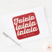 真っ赤なモダンホリデーにぴったりなファンシーなFalalalala ボールドスクリプト スクエアシール (封筒)