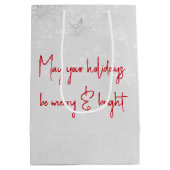 真っ赤なリボンが付いたホリデーシーズンのギフトバッグ ミディアムペーパーバッグ (裏面)