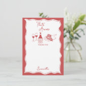 真っ赤な愛が詰まったイタリアンピザ ワインブライダルシャワー サンキューカード (スタンド正面)