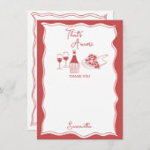 真っ赤な愛が詰まったイタリアンピザ ワイン ブライダルシャワー サンキューカード (正面/裏面)