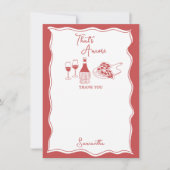真っ赤な愛が詰まったイタリアンピザ ワイン ブライダルシャワー サンキューカード (正面)