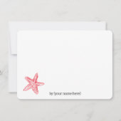 真っ赤な星型のヒトデが海岸の海にぽつんと佇んでいる ノートカード (正面)