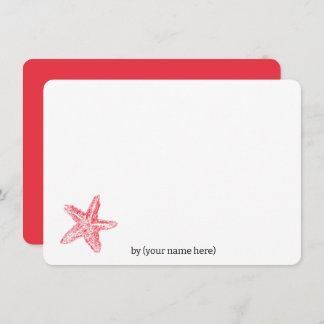 真っ赤な星型のヒトデが海岸の海にぽつんと佇んでいる ノートカード