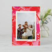 真っ赤な楽しいメリークリスマスマーブルホイルのホリデー写真カード 箔シーズンカード (立ち正面)