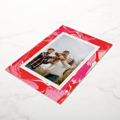 真っ赤な楽しいメリークリスマスマーブルホイルのホリデー写真カード 箔シーズンカード (回転した状態)