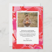 真っ赤な楽しいメリークリスマスマーブルホリデー写真カード シーズンカード (裏面)