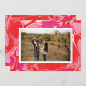 真っ赤な楽しいメリークリスマスマーブルホリデー写真カード シーズンカード (正面/裏面)