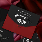 真っ赤な死のダンシングスケルトン ゴシックウェディング オールインワン招待状