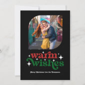 真っ赤な深紅とフォレストグリーンのレトロなクリスマスの写真 シーズンカード (正面)