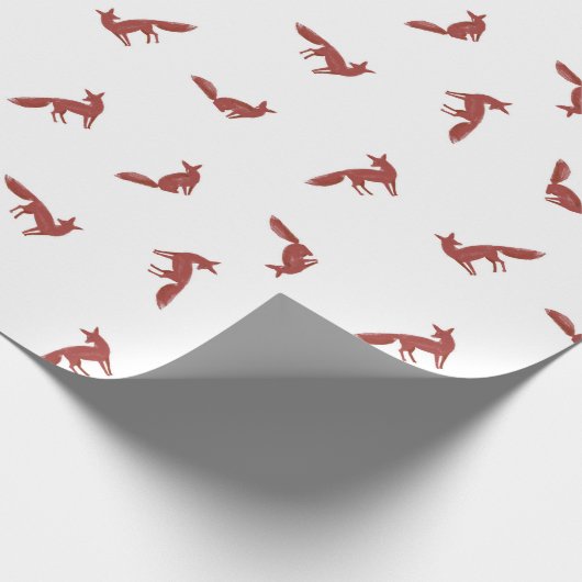 真っ赤な狐のクリスマスパターン - 冬の雪 ラッピングペーパー (角)