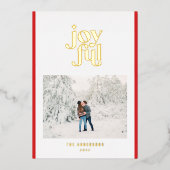 真っ赤な現代的な楽しい写真1枚 箔シーズンカード (正面)