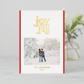 真っ赤な現代的な楽しい写真1枚 箔シーズンカード (立ち正面)