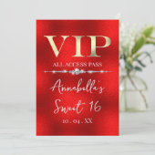 真っ赤な背景にゴージャスなVIPデザイン 招待状 (スタンド正面)